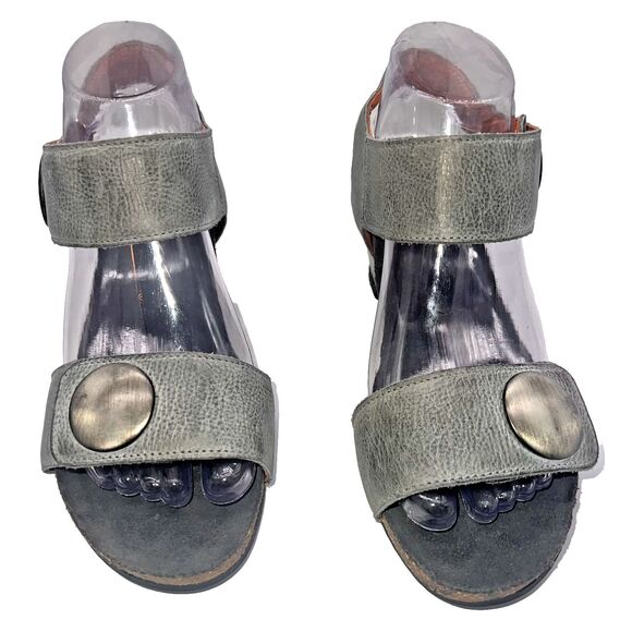 TAOS Woman's Carousel 2 Leather Graphite Grey Wedge Sandals, Size 37 - US 6-6.5 - Picture 2 of 7